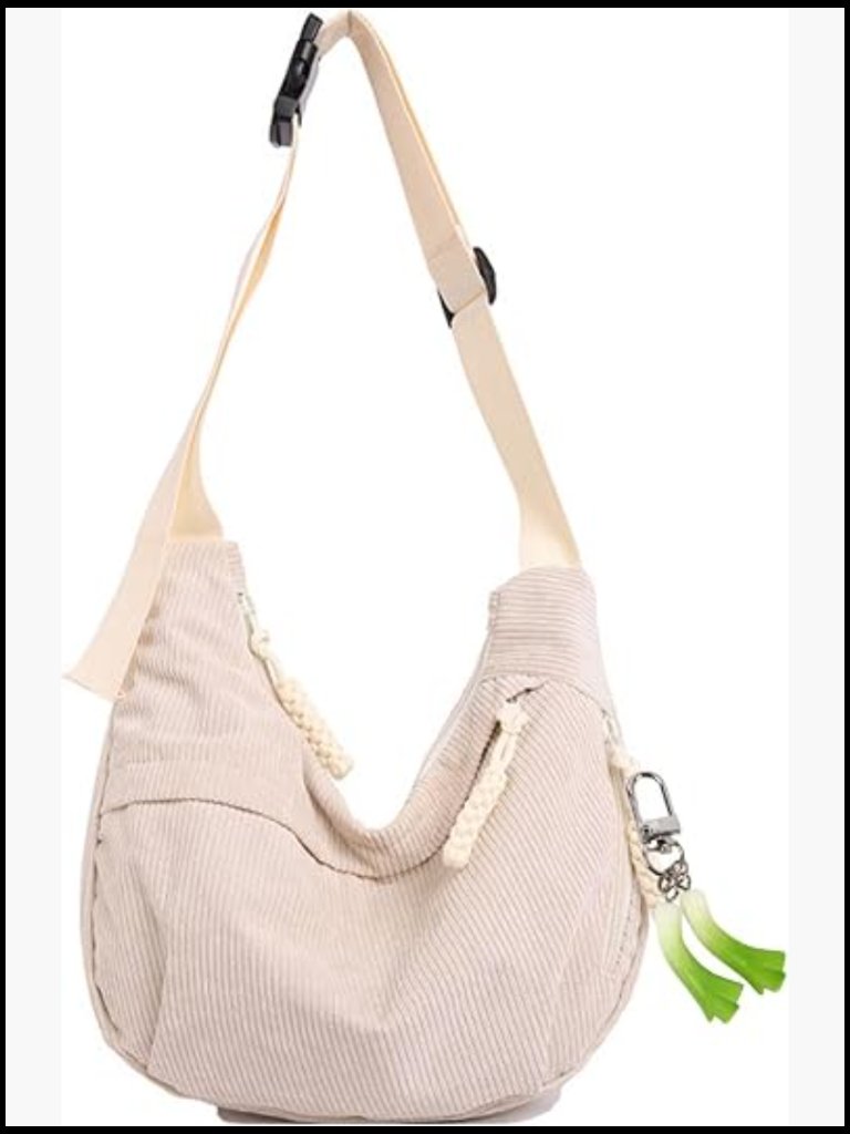 Nylon Hobo Crescent Crossbody Bag With Tablet Sleeve And Pockets